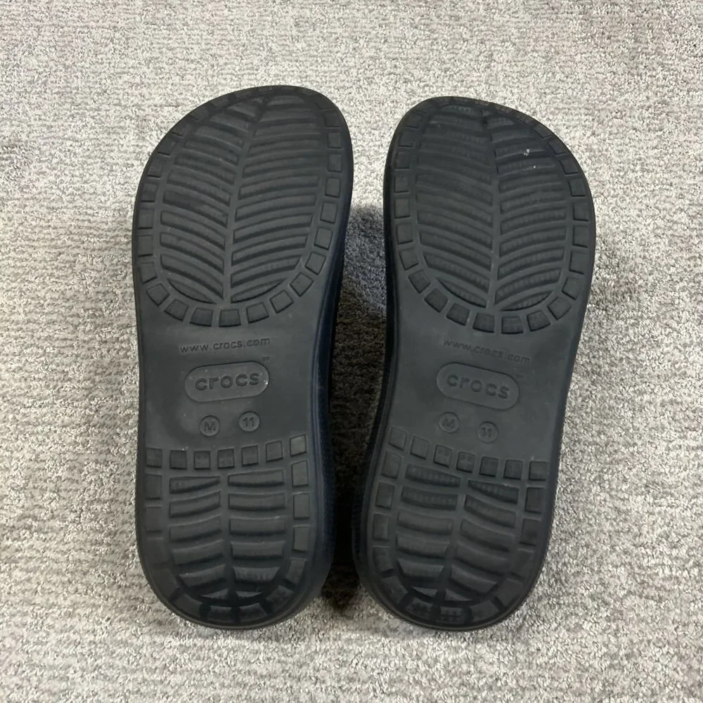Crocs Classic Crush Slide Mens 11 Black Unisex Platform Beach Summer Sandals